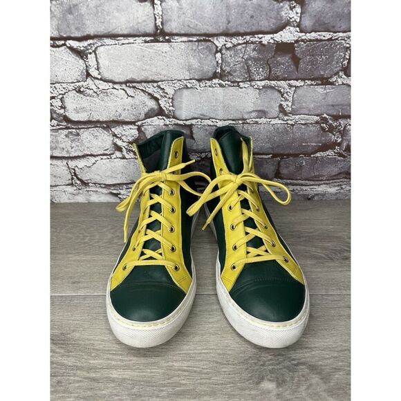 RENZO DERBY Elijah John Yarra (PH) Aevolo Green Leather Yellow Lace Sneakers 40 - Picture 14 of 16